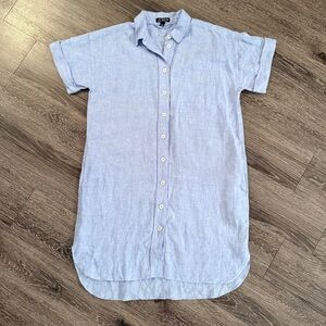 J. Crew 100% Linen Cuffed Short Sleeve Button Up Dress